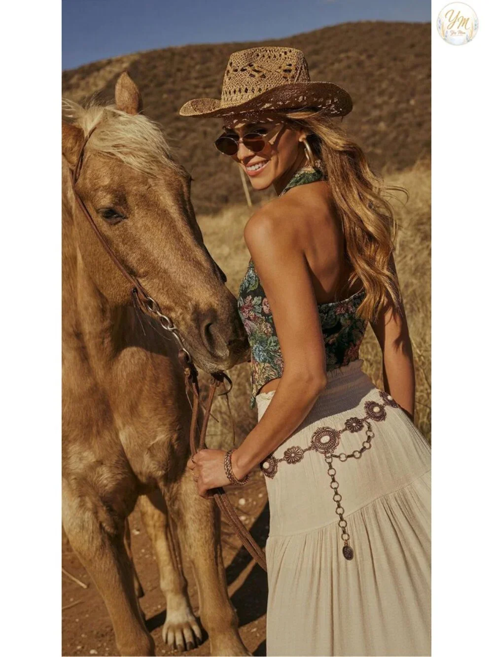 Turquoise Concho Belt with Adjustable Chain for Women
